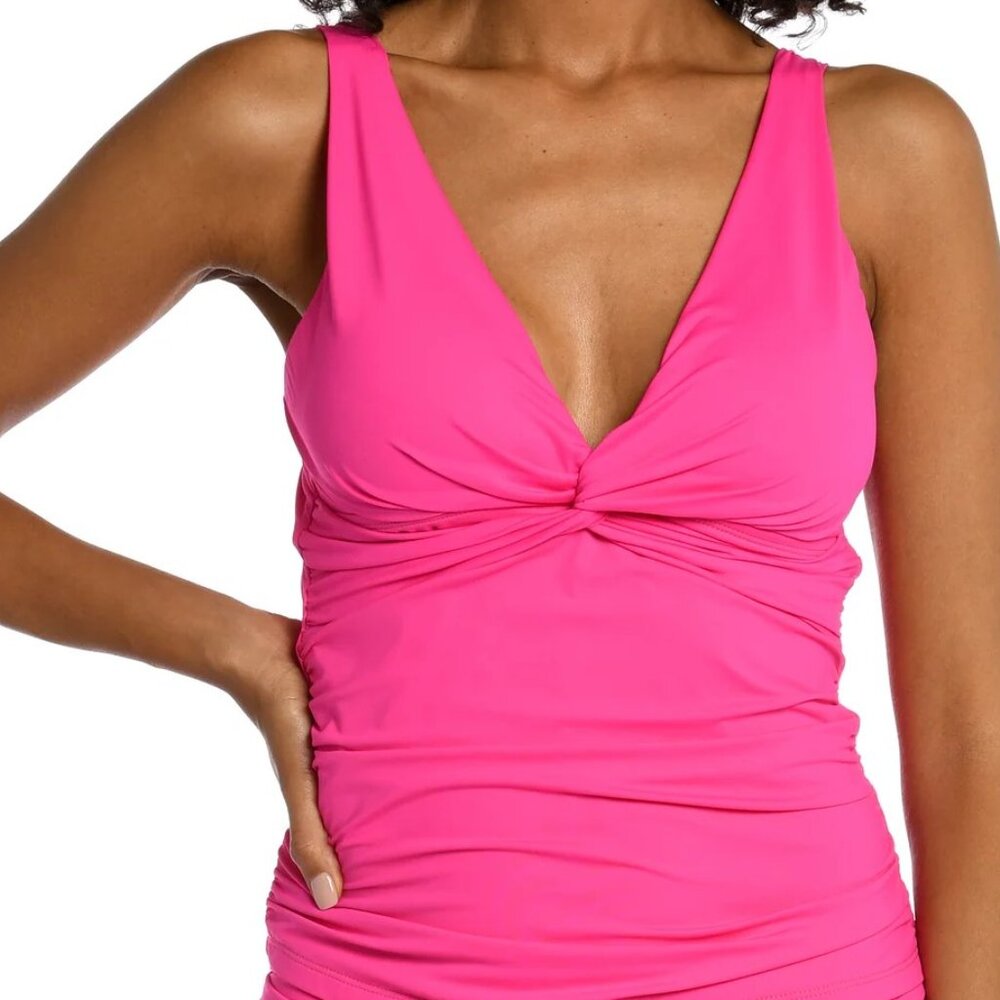 La Blanca Hot Pink Twist-Front One-Piece Swimsuit